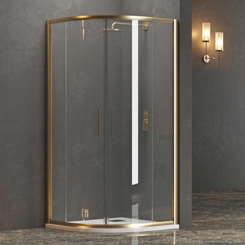 Box doccia semicircolare 80x80 finitura oro opaca KE-2000R kamalu - 1