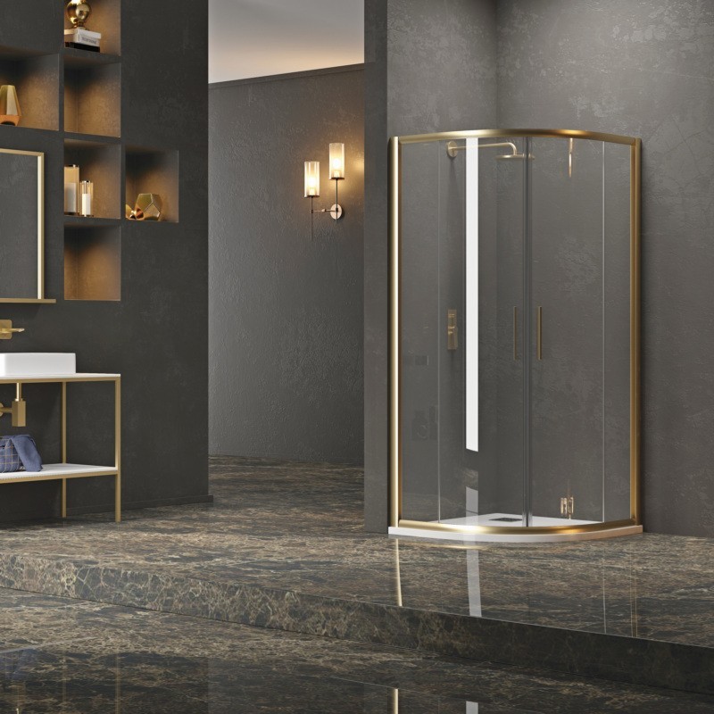 Box doccia semicircolare 80x80 finitura oro opaca KE-2000R kamalu - 7