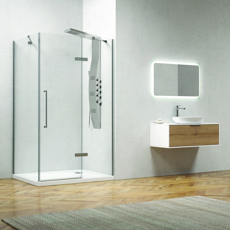 Box doccia 80x80 anta battente vetro anticalcare 8mm altezza 200cm KT5000 kamalu - 8