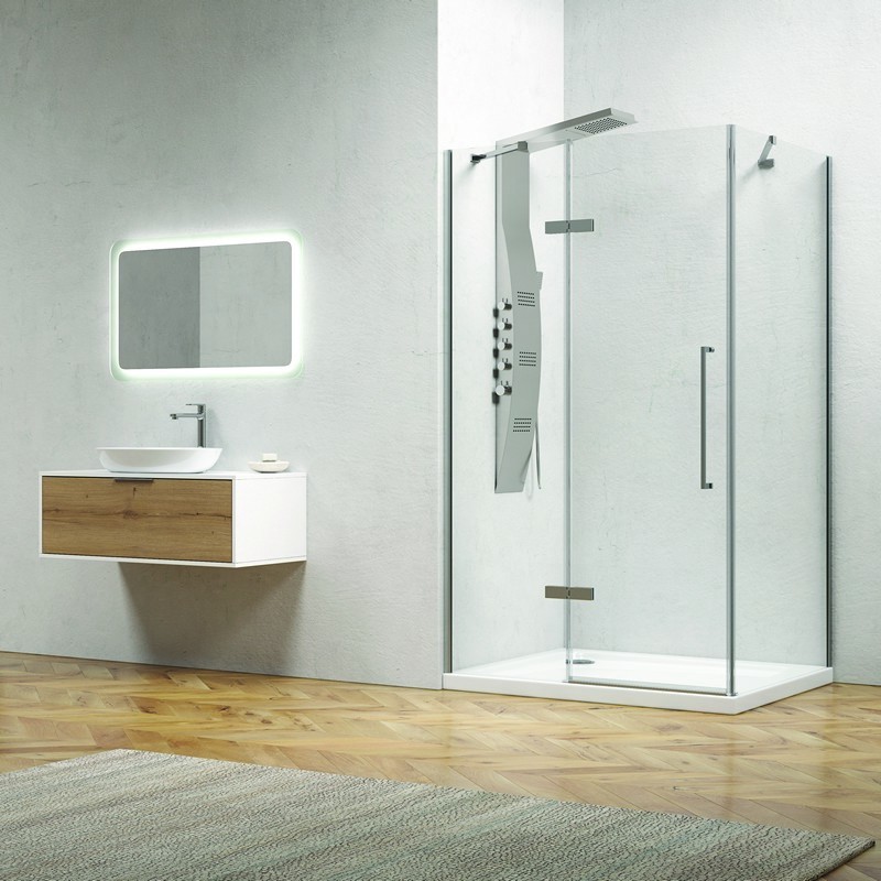 Box doccia 80x80 anta battente vetro anticalcare 8mm altezza 200cm KT5000 kamalu - 9