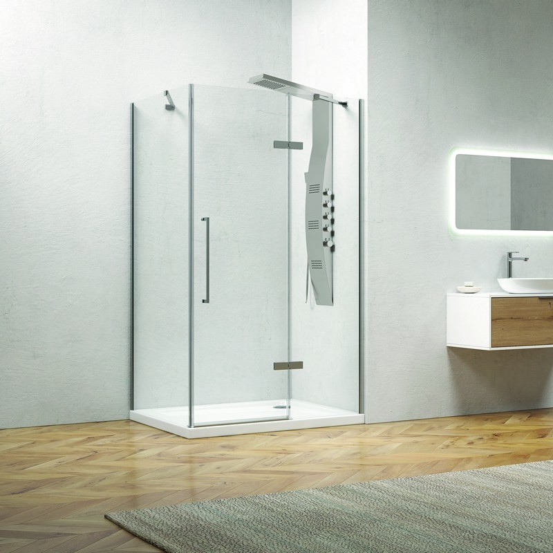 Box doccia 80x80 anta battente vetro anticalcare 8mm altezza 200cm KT5000 kamalu - 10