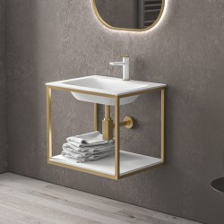 Mobile bagno 60 cm con piano per lavabo da appoggio  Kamalubagno Colore  Mobile Finitura Legno Marrone - 8702