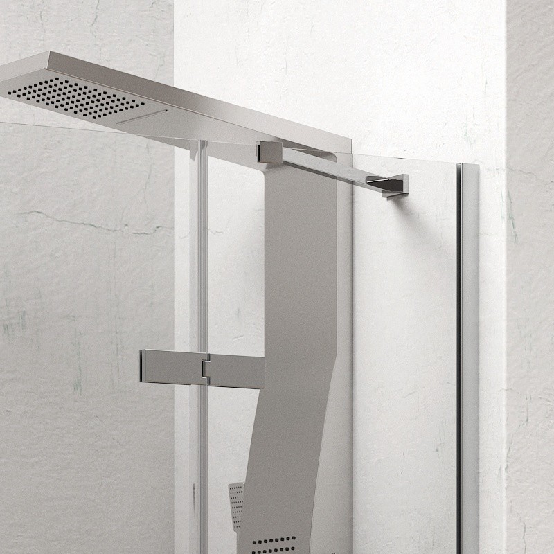 Porta doccia battente 145 cm con 2 laterali fissi | KT6000 kamalu - 4