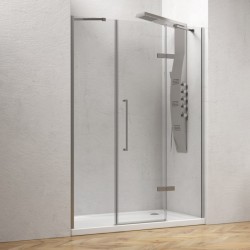 Porta doccia battente 145 cm con 2 laterali fissi | KT6000 kamalu - 1