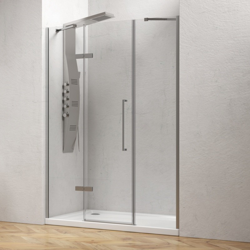 Porta doccia battente 150 cm con 2 laterali fissi | KT6000 kamalu - 1
