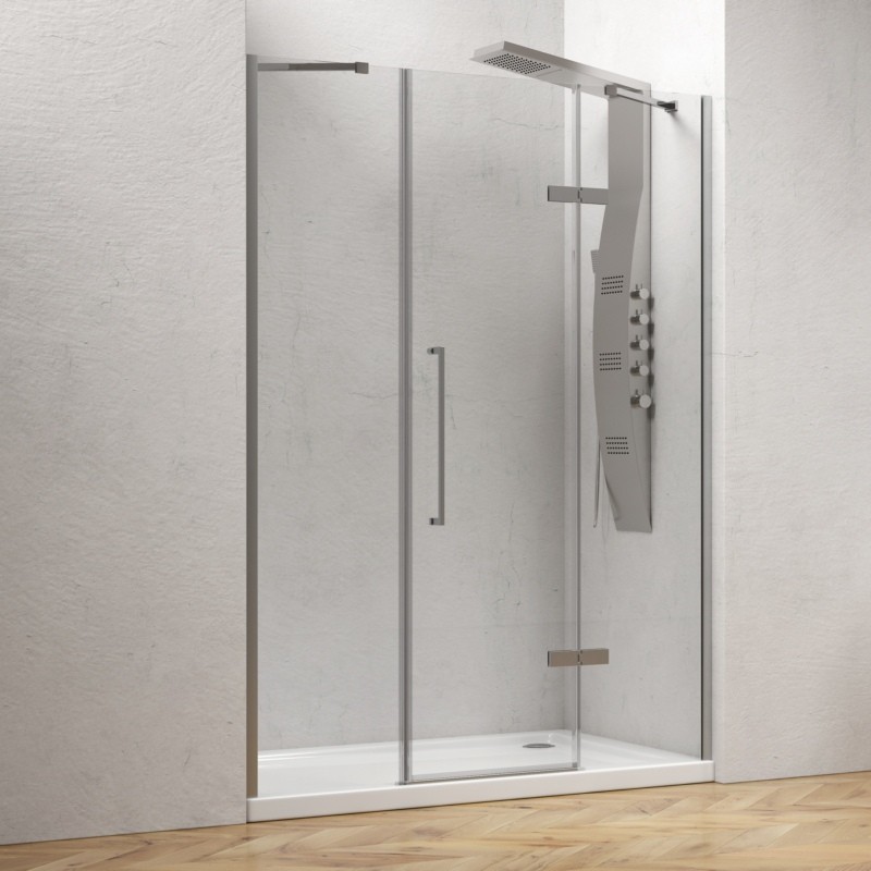 Porta doccia battente 150 cm con 2 laterali fissi | KT6000 kamalu - 2