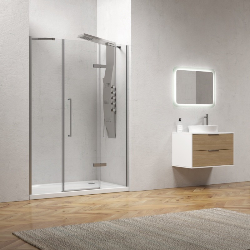Porta doccia battente 180 cm con 2 laterali fissi | KT6000 kamalu - 2
