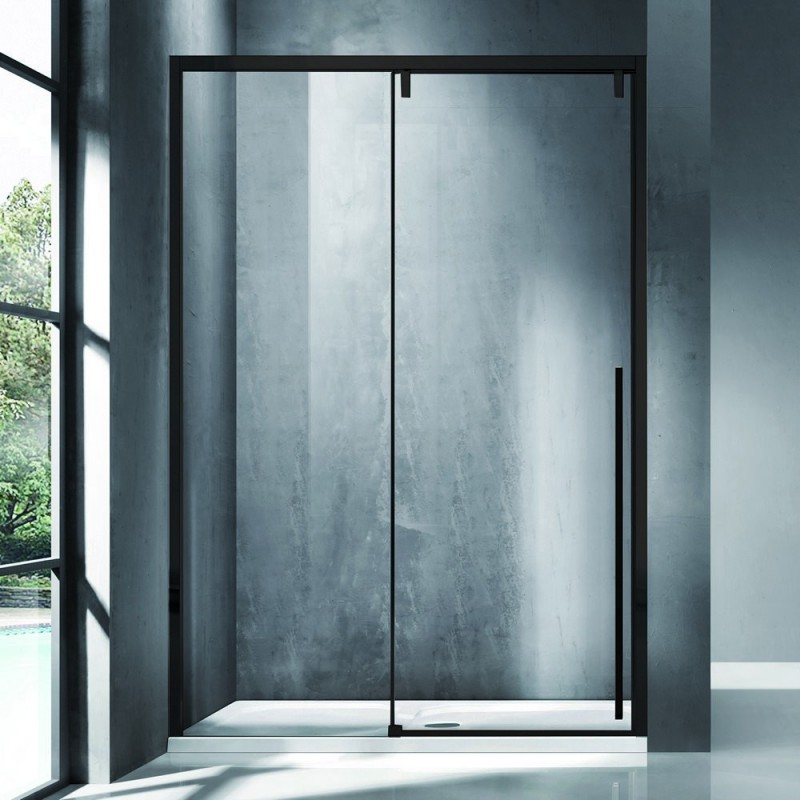 Porta doccia 120cm scorrevole con profilo nero vetro 8mm | KSA4000N kamalu - 1