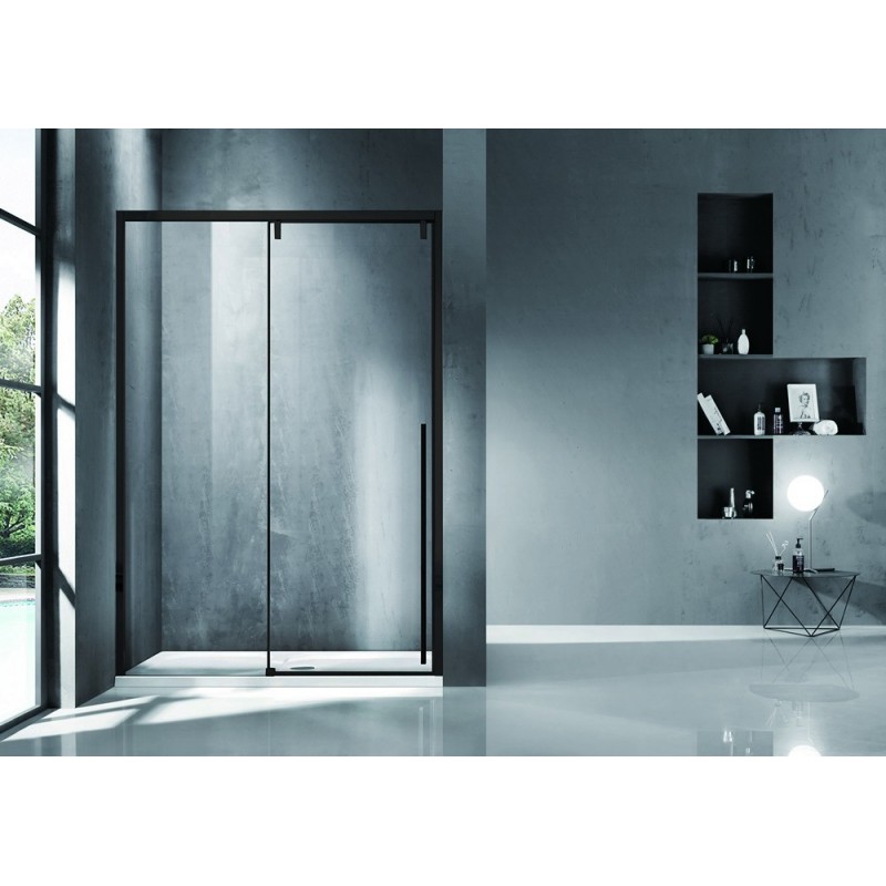 Porta doccia 140cm scorrevole con profilo nero vetro 8mm | KSA4000N kamalu - 6