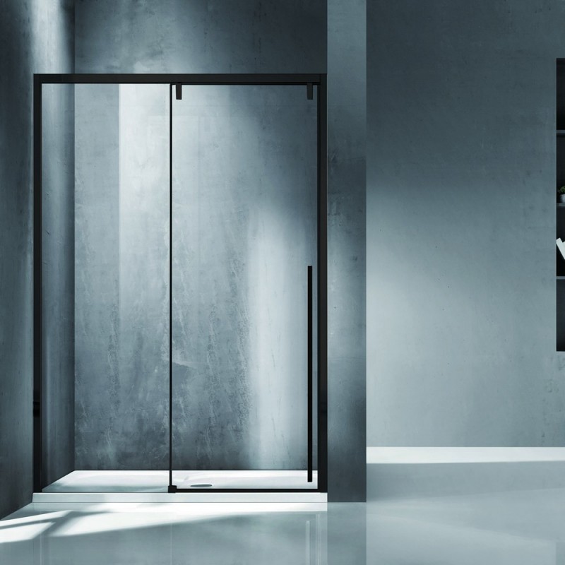 Porta doccia 150cm scorrevole con profilo nero vetro 8mm | KSA4000N kamalu - 1