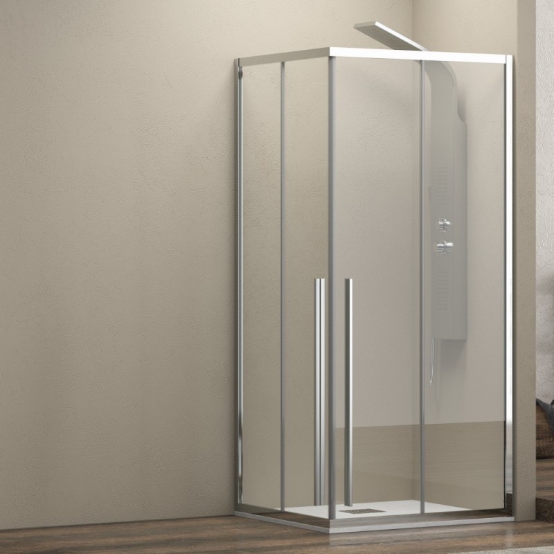 Box doccia 80x80 angolare doppio scorrevole vetro 8mm altezza 200h | KEL1000 kamalu - 1