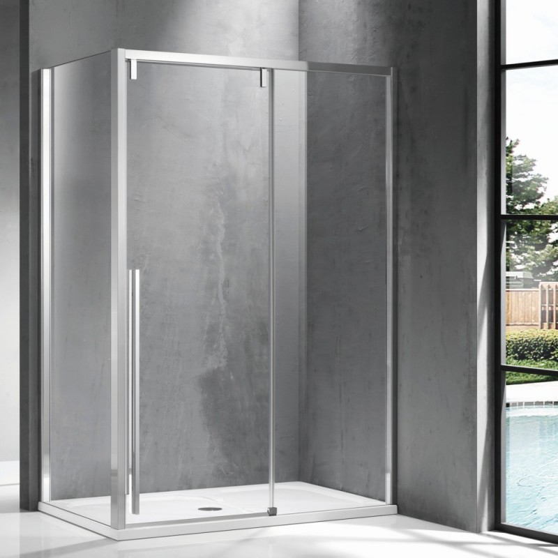 Box doccia 80x120 scorrevole e lato fisso vetro 8mm altezza h200 | KSA5000 kamalu - 1