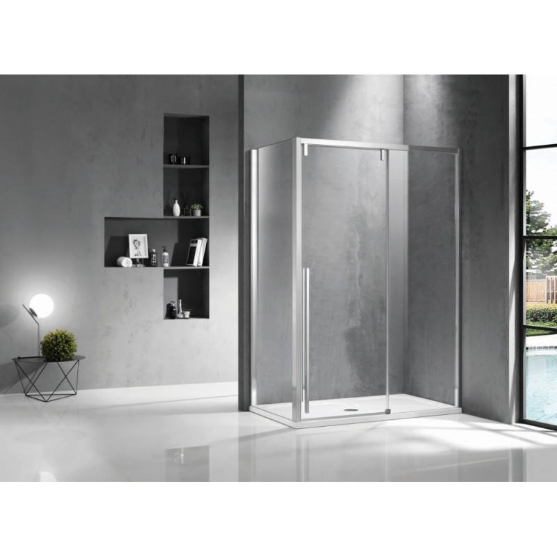 Box doccia 80x120 scorrevole e lato fisso vetro 8mm altezza h200 | KSA5000 kamalu - 6