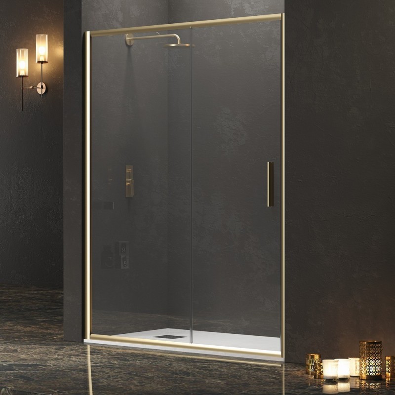 Doccia nicchia 110 cm profilo oro spazzolato | KEF4000 kamalu - 2