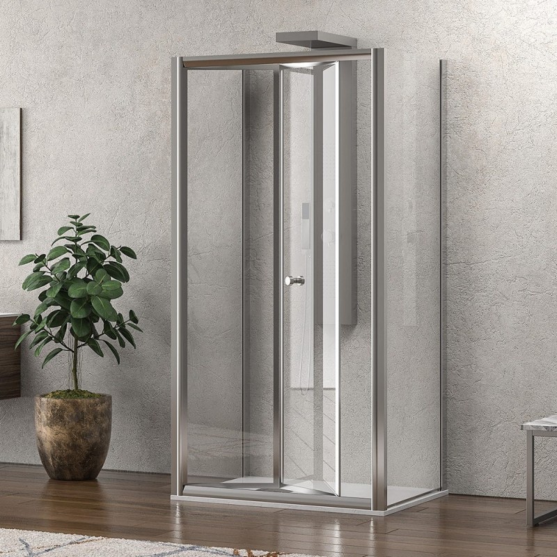 Box doccia 3 lati 80x90x80 apertura a libro vetro trasparente | KM4000S kamalu - 7