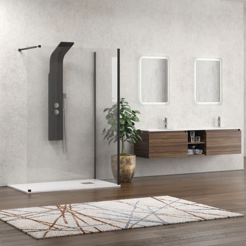 Doccia walk in 70x110 due lati profilo nero | KW4000B kamalu - 2