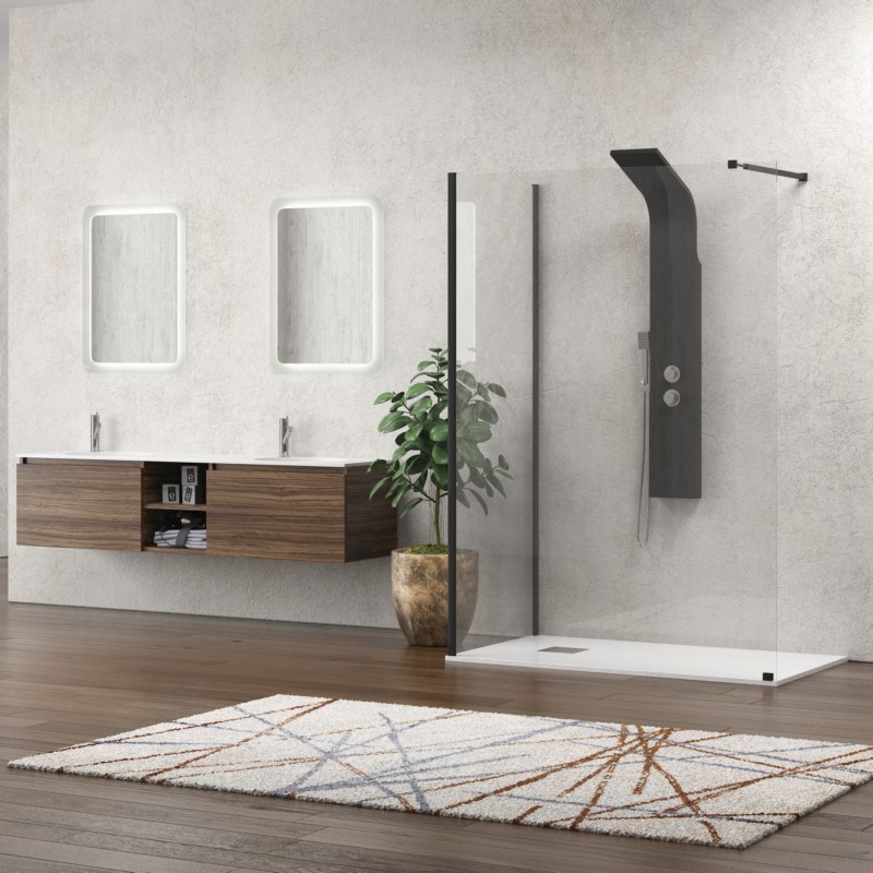 Doccia walk in 70x110 due lati profilo nero | KW4000B kamalu - 1