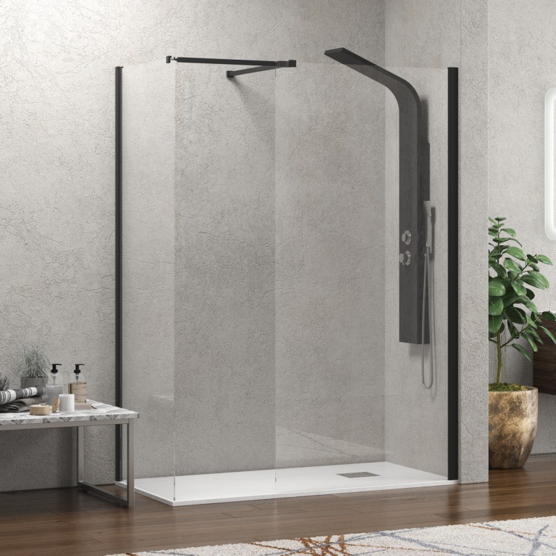 Box doccia walk in 80x80 angolare telaio nero | KW2000B kamalu - 1