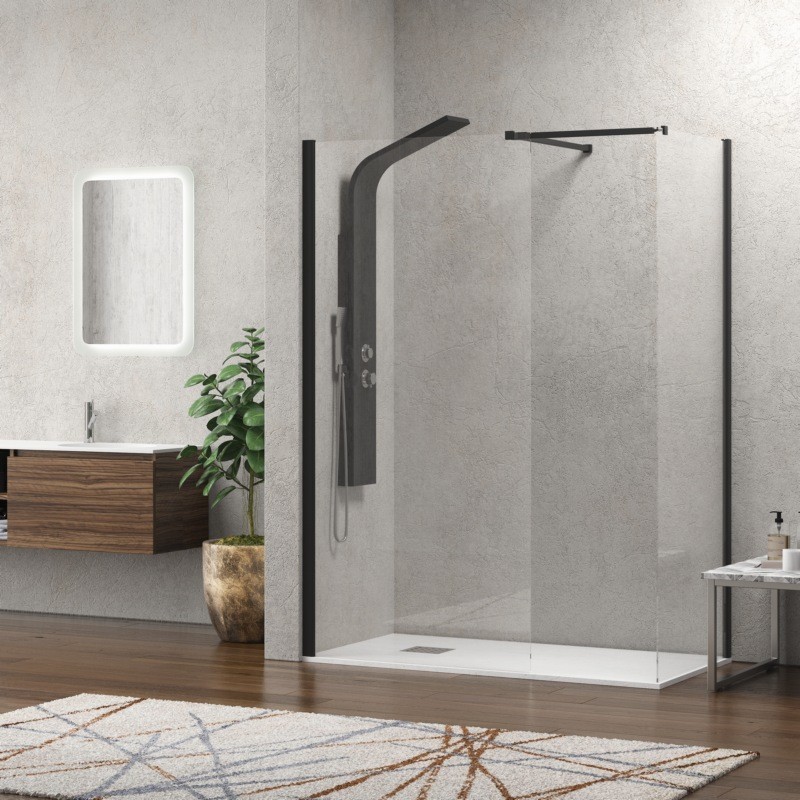 Box doccia walk in 80x80 angolare telaio nero | KW2000B kamalu - 2