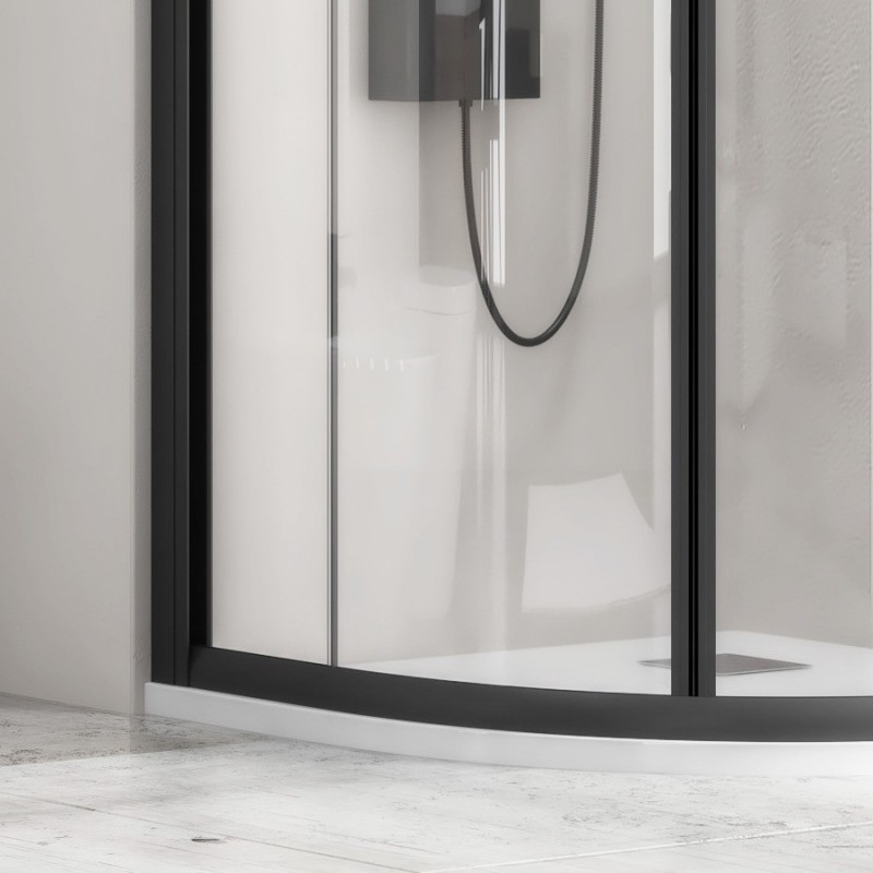 Box doccia 80x80 semicircolare telaio nero vetro trasparente KF2000B kamalu - 4