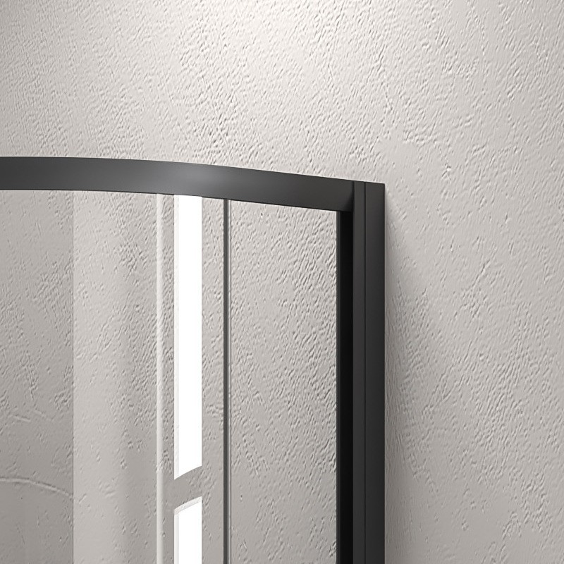 Box doccia 80x80 semicircolare telaio nero vetro trasparente KF2000B kamalu - 5