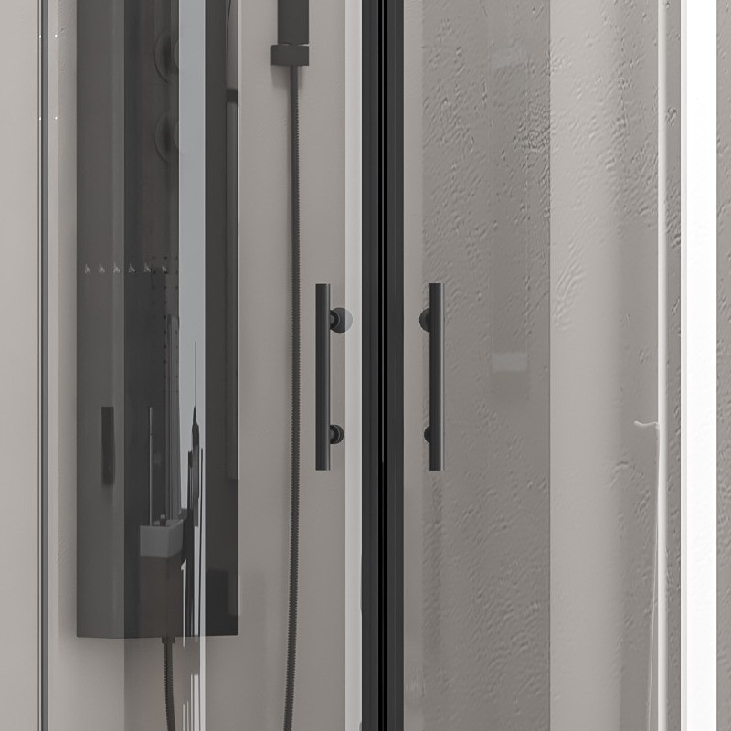 Box doccia 80x80 semicircolare telaio nero vetro trasparente KF2000B kamalu - 6