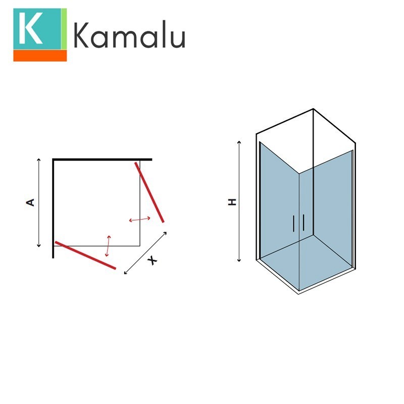 Box doccia nero 80x80 due battenti altezza 200h | KS2800AN kamalu - 4