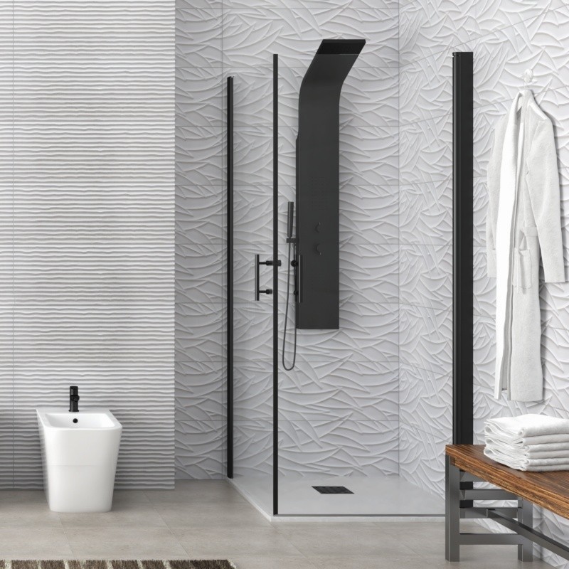 Box doccia nero 80x80 due battenti altezza 200h | KS2800AN kamalu - 1