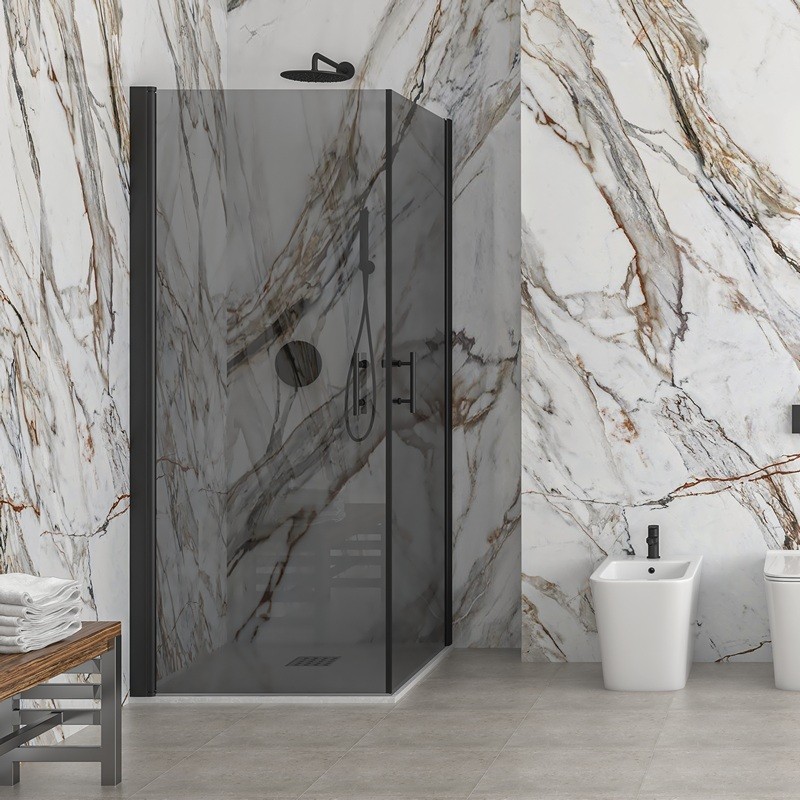 Box doccia 80x80 doppio battente vetro fumé altezza 200h | KS2800AF kamalu - 2