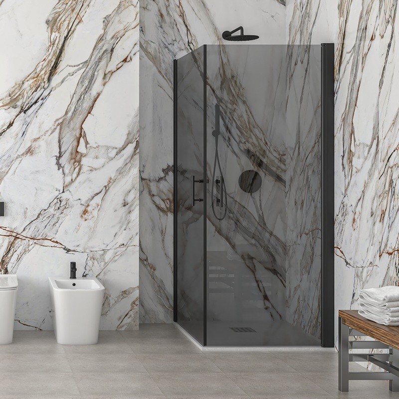 Box doccia 80x80 doppio battente vetro fumé altezza 200h | KS2800AF kamalu - 1