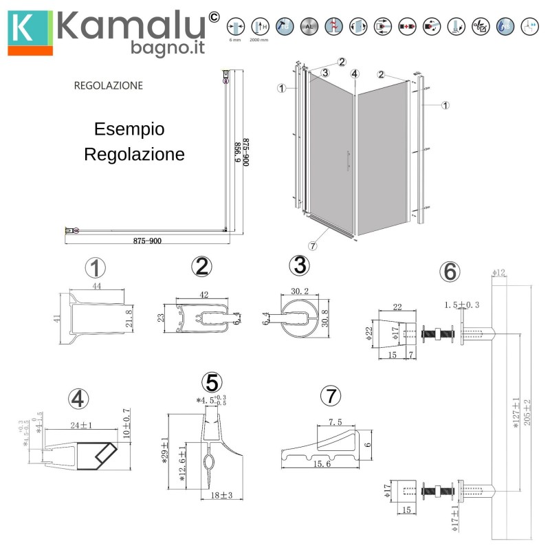 Box doccia 80x80 battente vetro satinato altezza 200h | KS2800FAO kamalu - 3