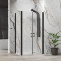 Box doccia 80x80 nero apertura saloon altezza 200h | KS2800AS kamalu - 2