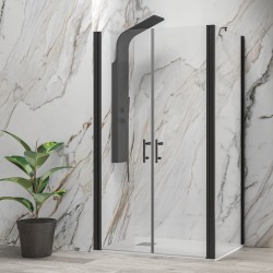 Box doccia 80x90 nero apertura saloon altezza 200h | KS2800AS kamalu - 1