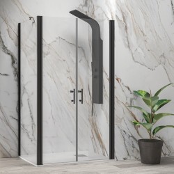 Box doccia 90x110 nero apertura saloon altezza 200h | KS2800AS kamalu - 1