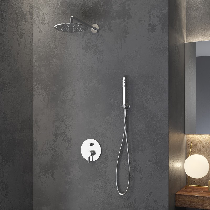 Set doccia a parete acciaio inox satinato con soffione, doccetta e miscelatore | KAM-ARTE INOX kamalu - 1