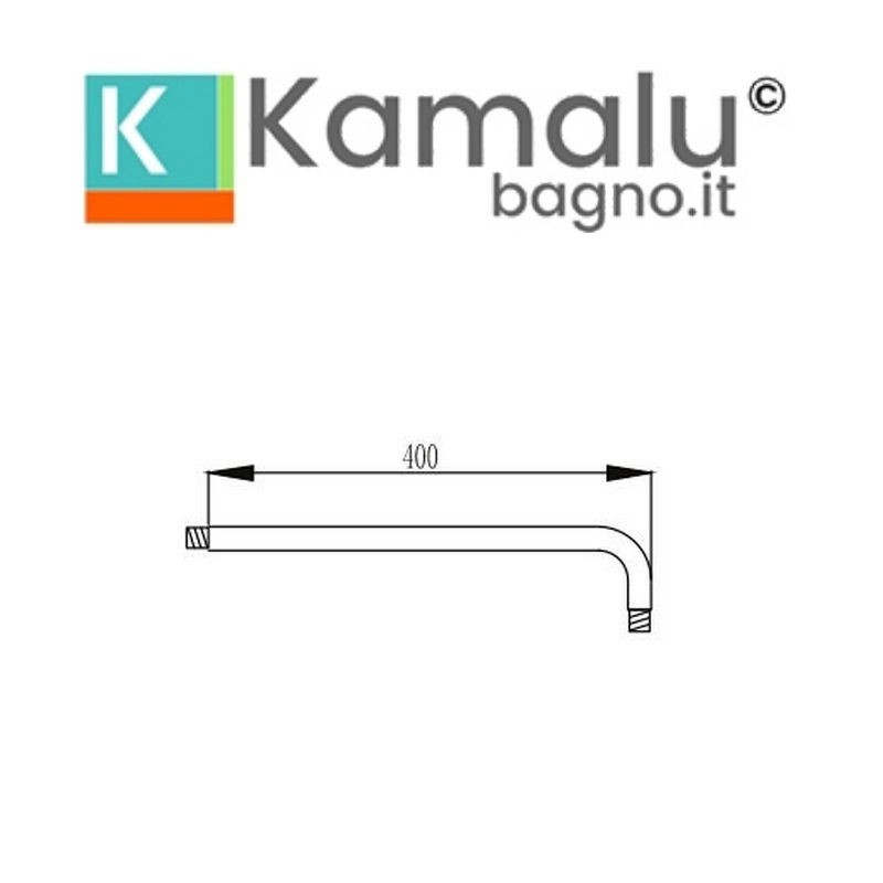 Braccio doccia per soffione a muro colore nero 40cm | KAM-ARTE NERO kamalu - 2