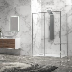 Box doccia 90x110 scorrevole e fisso vetro 6mm altezza 200h | KLA-4000C kamalu - 1