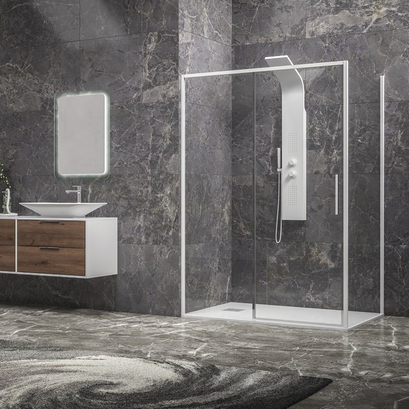 Cabina doccia 80x140 colore bianco vetro 6mm altezza 200h | KLA-4000N kamalu - 2