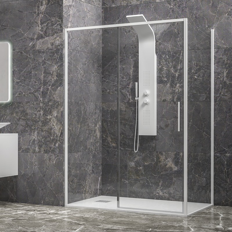 Box doccia 90x130 colore bianco vetro 6mm altezza 200h | KLA-4000N kamalu - 4