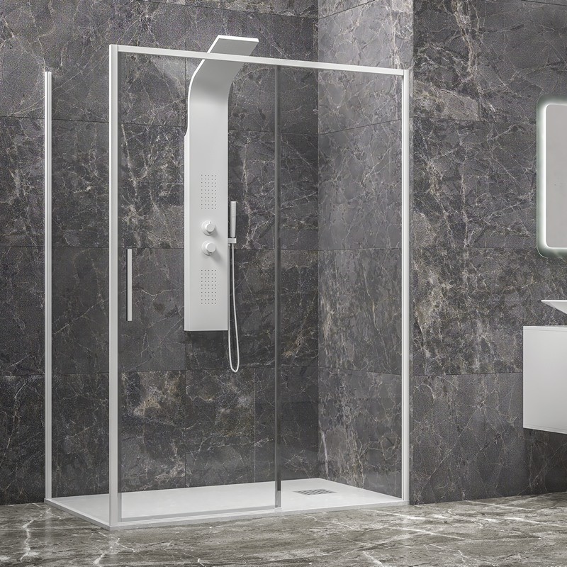 Box doccia 90x130 colore bianco vetro 6mm altezza 200h | KLA-4000N kamalu - 2