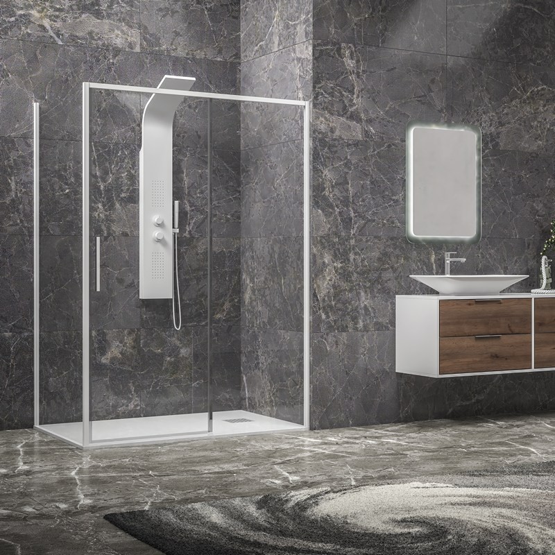 Box doccia 90x130 colore bianco vetro 6mm altezza 200h | KLA-4000N kamalu - 8
