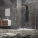 Box doccia oro satinato 80x120 scorrevole e fisso vetro 6mm altezza 200h | KLA-4000G kamalu - 8