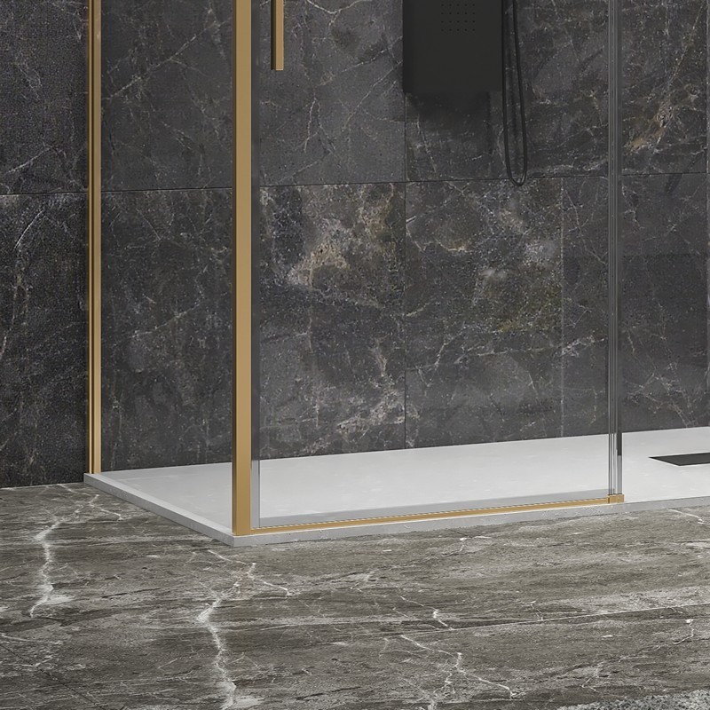 Box doccia oro satinato 80x120 scorrevole e fisso vetro 6mm altezza 200h | KLA-4000G kamalu - 4