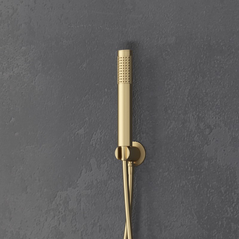 Set doccia a parete finitura oro spazzolato soffione, doccetta, miscelatore | KAM-ARTE ORO  - 3