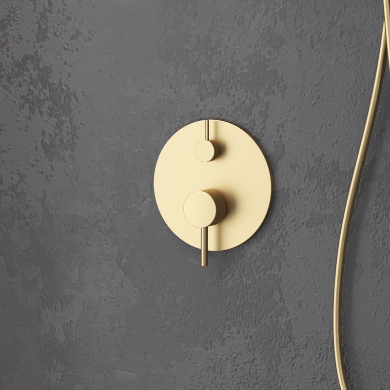 Set doccia a parete finitura oro spazzolato soffione, doccetta, miscelatore | KAM-ARTE ORO  - 4