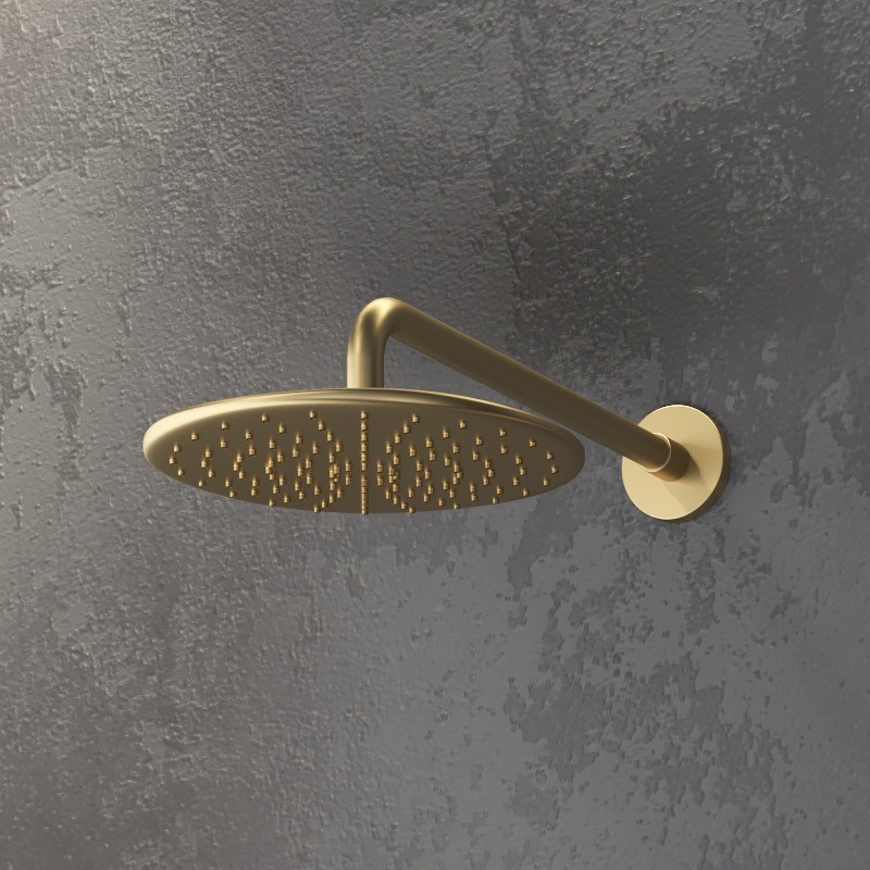 Set doccia a parete finitura oro spazzolato soffione, doccetta, miscelatore | KAM-ARTE ORO  - 5