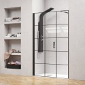 Porta doccia 121-124 cm telaio nero opaco vetro serigrafato | KAM-P5000 kamalu - 1