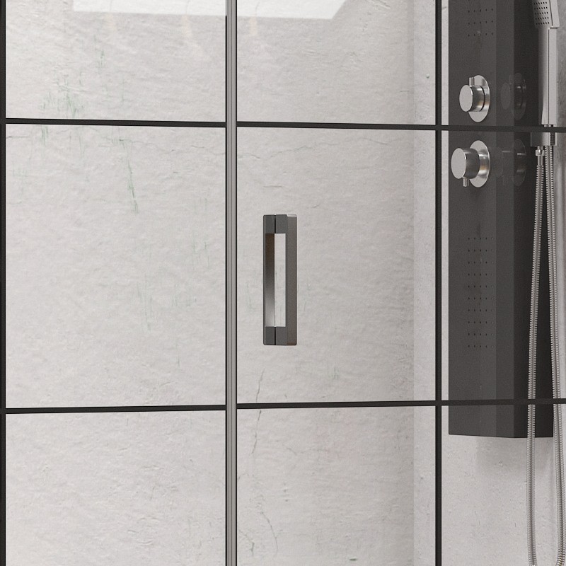 Porta doccia 161-164 cm telaio nero opaco vetro serigrafato | KAM-P5000 kamalu - 4