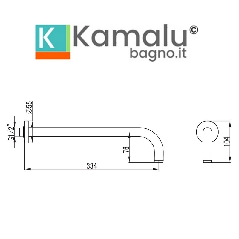 Braccio doccia curvo finitura lucida | KAM-KANDA CROMO kamalu - 3