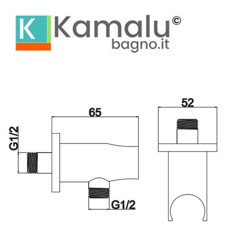 Presa acqua doccia con sostegno doccetta design tondo | KAM-KANDA CROMO kamalu - 2
